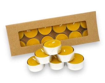 Pure Beeswax Tealight Candles - 12pcs
