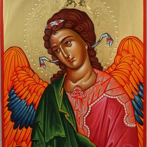 St Archangel Gabriel Icon Hand-painted Byzantine Orthodox Icon 24kt ...