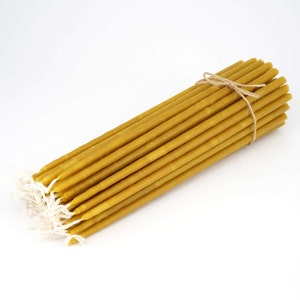 Pure Beeswax Orthodox Candles Thin Church Tapers, Handmade, Hand Dipped, Natural Honey Aroma Discount Packs 50 Candles