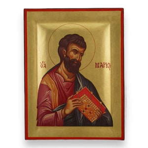 St Mark the Evangelist Icon - Raised Border Christian Orthodox Icon | Handmade on Solid Natural Wood | Gift-Ready - Ships in a Box