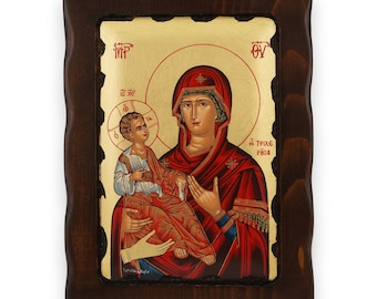 ロシア正教会の三手聖母イコン（8.3インチ x 11.7インチ） - Etsy 日本