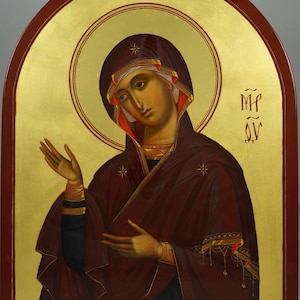 Deesis Icon of the Mother of God Hand-Painted Icon Byzantine Orthodox Icon of Theotokos Supplicating MADE TO ORDER