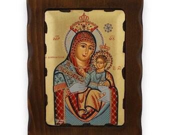 Virgin Mary of Bethlehem Icon - Christian Orthodox Icon | Handmade on Solid Natural Carved Wood
