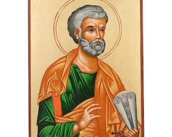 Saint Peter the Apostle Icon, Hand-Painted Gold Leaf, 35×24cm