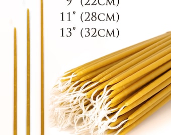 Pure Beeswax Orthodox Candles - Thin Church Tapers, Handmade, Hand Dipped, Natural Honey Aroma | Discount Packs