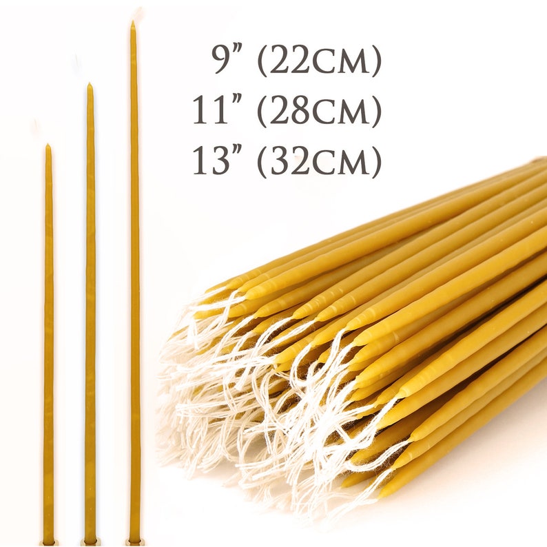 Pure Beeswax Orthodox Candles Thin Church Tapers, Handmade, Hand Dipped, Natural Honey Aroma Discount Packs image 1