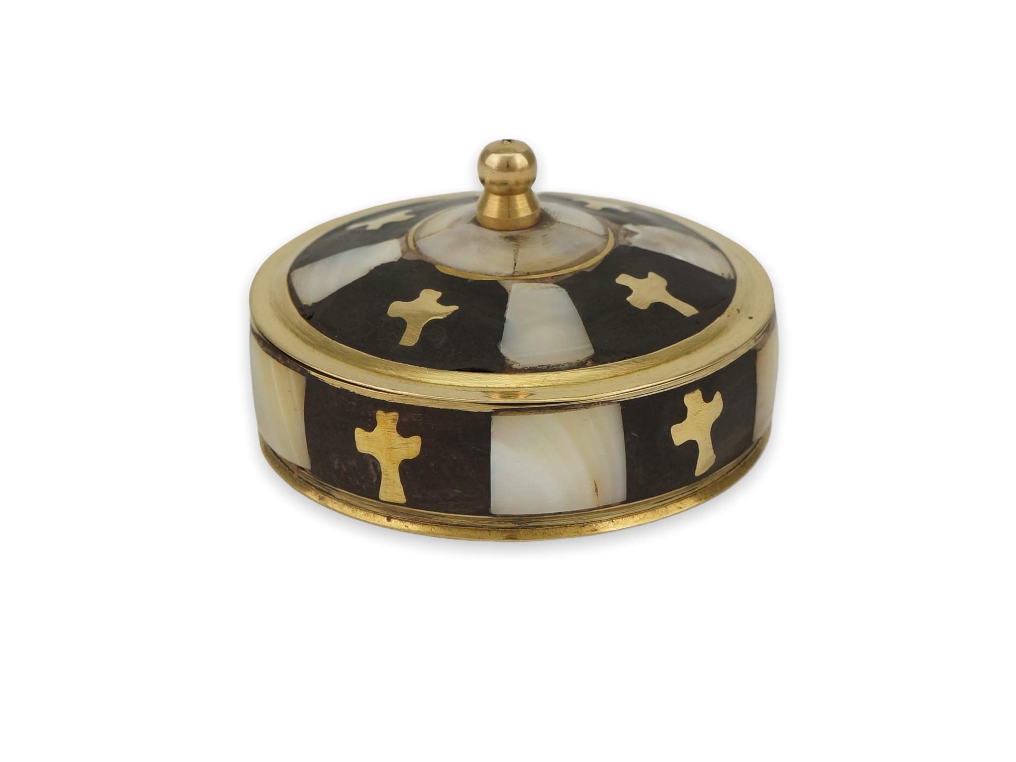 Wooden Trinket Box with Lid and Metal Cross Decoration - BlessedMart