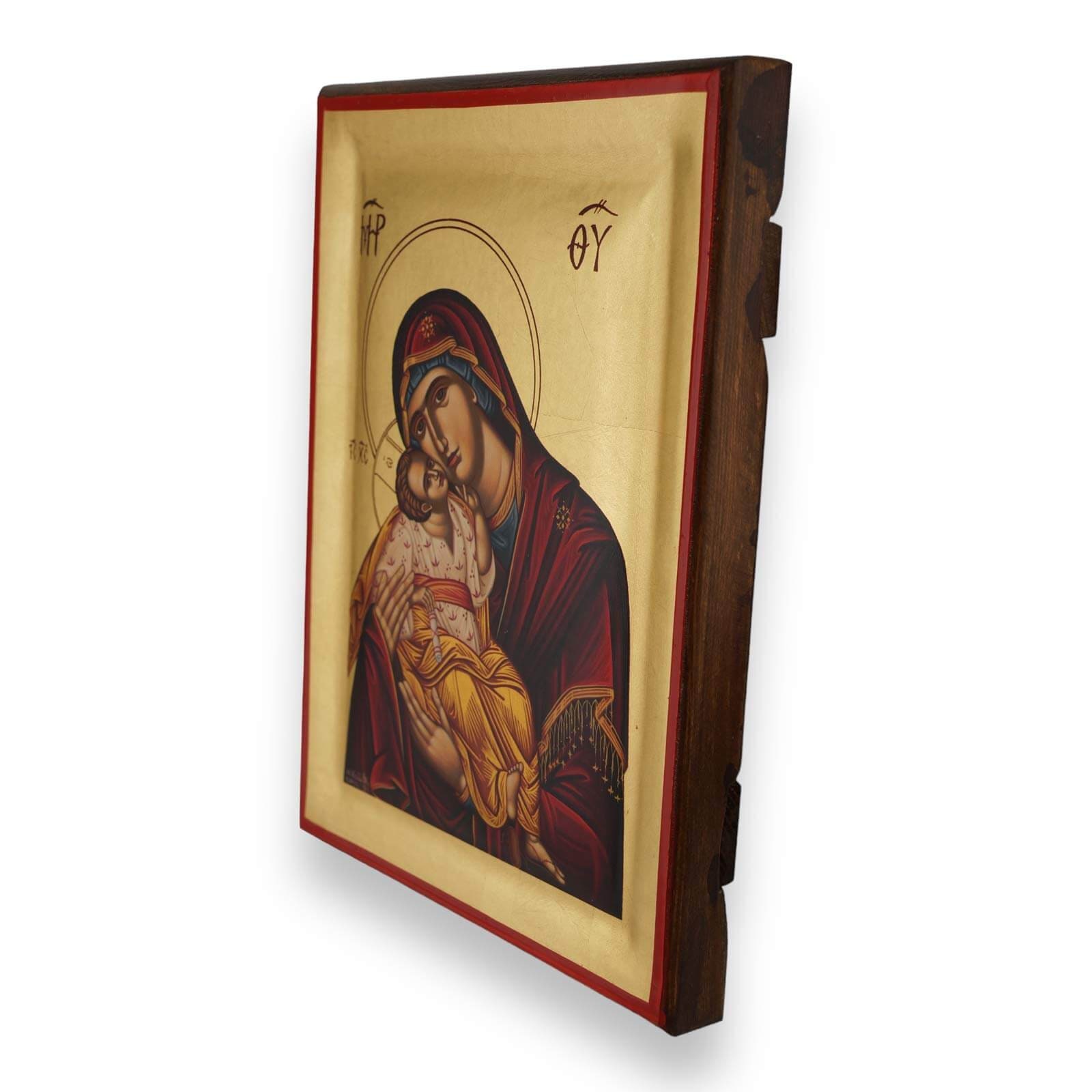 Virgin Mary Sweet Kissing Icon: Handmade Greek Orthodox Art on Wood - Etsy
