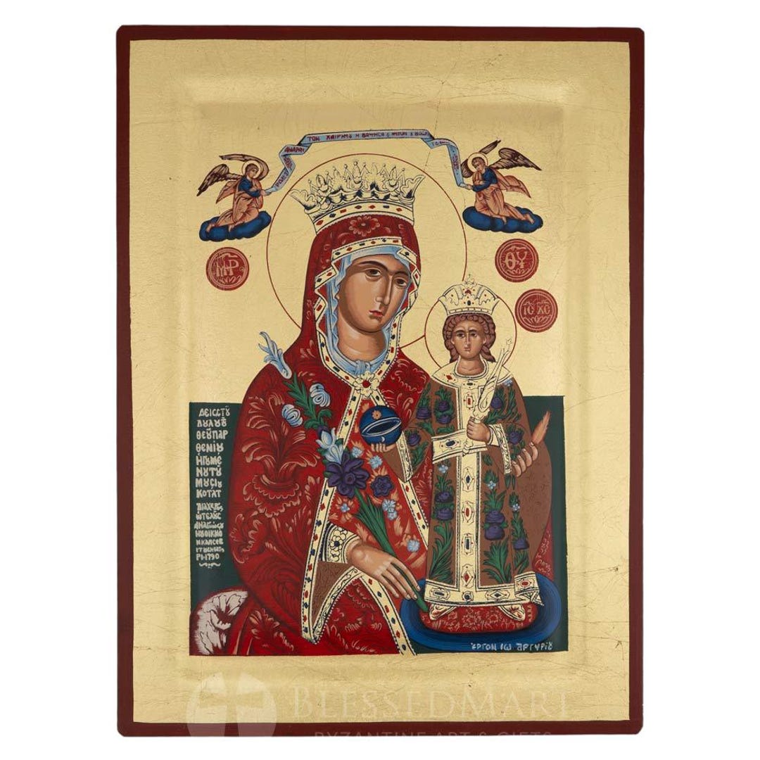 Theotokos the Unfading Rose Icon – Greek Orthodox Byzantine Art - Etsy