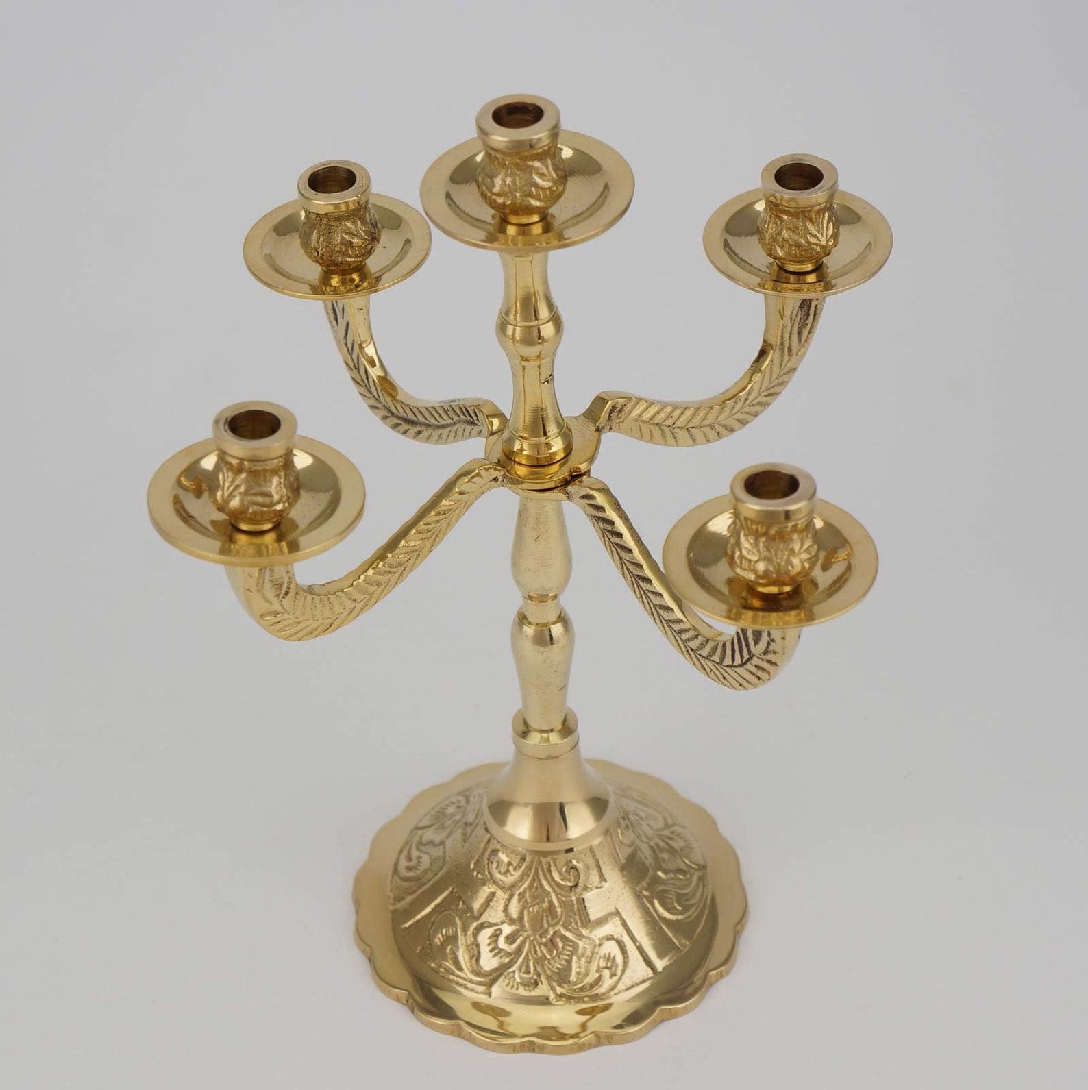 5 Candle Brass Candelabra Christian Orthodox Candlestick Etsy