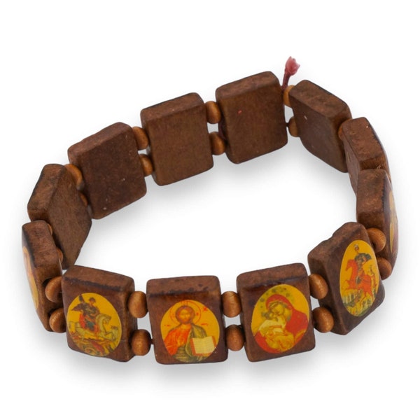 Wooden Bracelet with Icons
