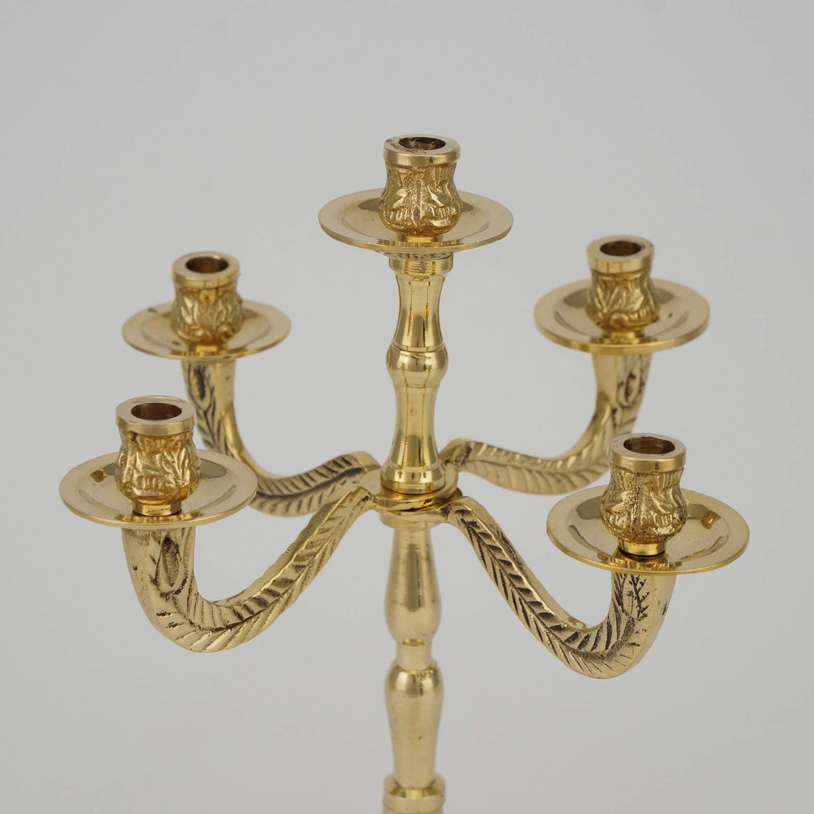 5 Candle Brass Candelabra Christian Orthodox Candlestick Etsy