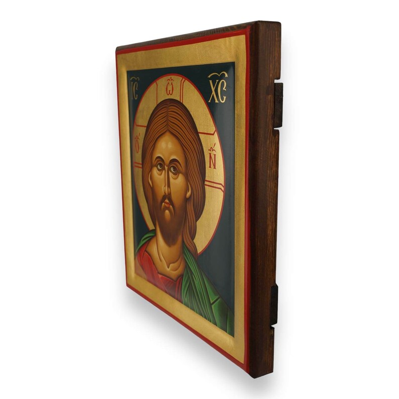 Jesus Christ Icon - Raised Border Greek Orthodox Icon | Handmade on ...