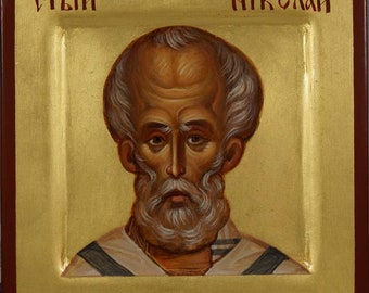 Saint Nicholas of Myra Hand-Painted Icon Byzantine Orthodox Icon MADE TO ORDER