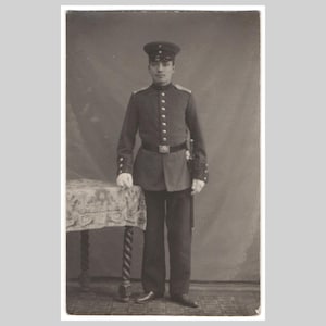 Vintage WWI real photo postcard - German soldier young man military uniform - Antique rppc private greeting card ca 1915