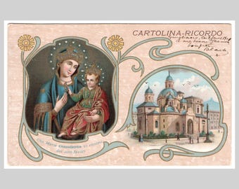 Vintage religious postcard - Virgin Mary Jesus Santuario della Madonna Tortona Piemonte antique - Italy 1911