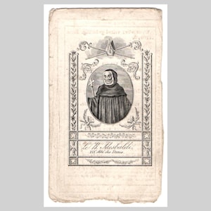 Estampa religiosa católica belga antigua, estampa de oración, recuerdo de funeral - San Idesbaldo, 1836