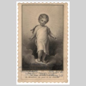 Antieke Belgische religieuze katholieke heilige kaart Europese gebedskaart victoriaans - Jezus Christus als kind - celluloid - 1902