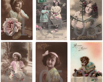 SALE - Vintage 1910's children real photo postcard - Art nouveau girl boy kids fashion flowers floral - Pick and choose - RPPC Lot 4