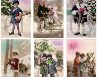 SALE - Vintage French children real photo postcard - Art deco girl boy kids fashion dress Christmas new year - Pick and choose - RPPC Lot 1