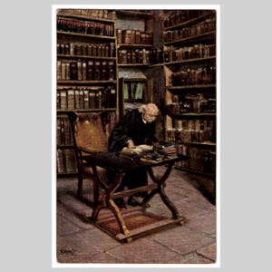 Vintage Tuck Oilette postcard - Pfarrkirche library Michelstadt Series 1226 a/s Von Schaefer - Antique unused greeting card 1912