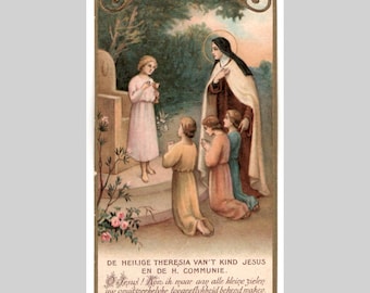 Antique French religious catholic holy card vintage lithograph - St Saint Theresa of Lisieux ca1915