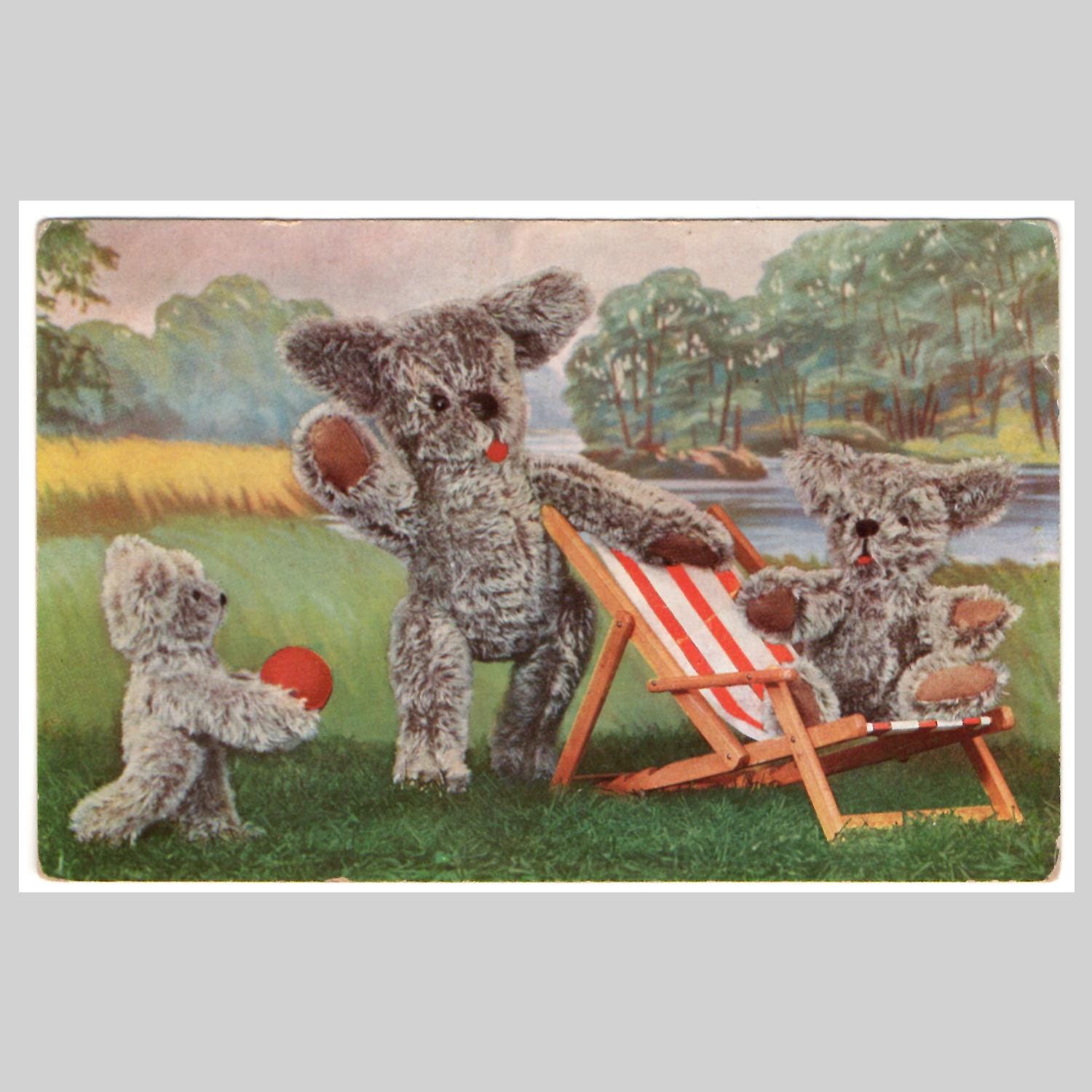 Antique Postcard Teddy Bear - Etsy