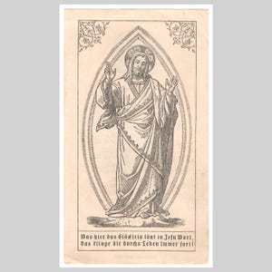 Antieke Duitse religieuze katholieke heilige kaart Europese gebedskaart vintage communie - Jezus Christus - 1907