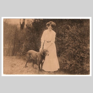 Vintage dog postcard - Woman lady with Don the talking dog real photo postcard - Antique German rppc greeting card ca 1930