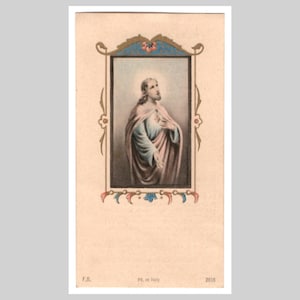 Antica immagine sacra religiosa cattolica belga, immagine sacra per la comunione europea, litografia vintage - Gesù Cristo 1938