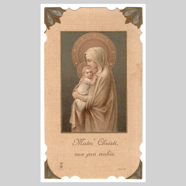 Antique Italian Latin religious catholic holy card European prayer card vintage lithograph - Victorian Jesus Christ Madonna Mary 1911