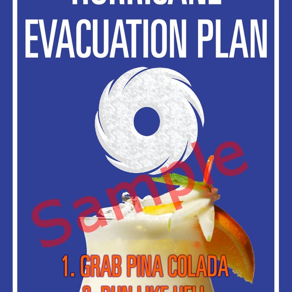 Hurricane Evacuation Plan - Pina Colata Sign Post Wood Plaque / Sign