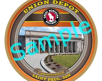 Great Northern Railroad Logo / Union Depot St. Paul, MN Wood Plaque / Sign