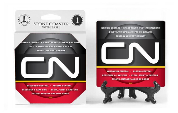 canadian national railroad logo current ceramic stone coaster w easel sign man cave railroad logos
