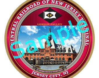 Lehigh Valley Railroad Logo / Jersey City Terminal Wood Plaque / Sign