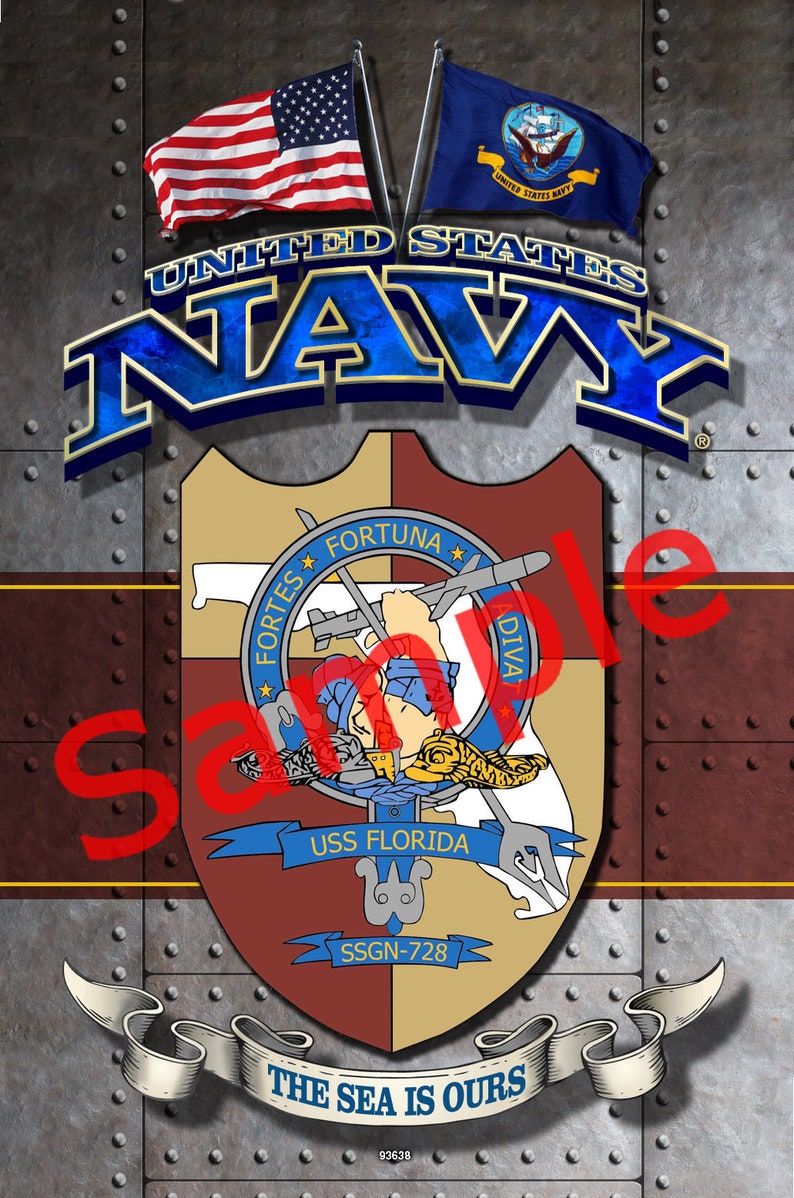 US Navy USS Florida Badge Wood Sign