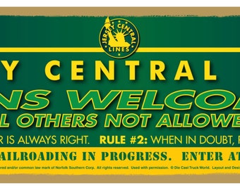 Jersey Central Railroad Logo Green "Fans Welcome" Wood Plaque / Sign / Man Cave