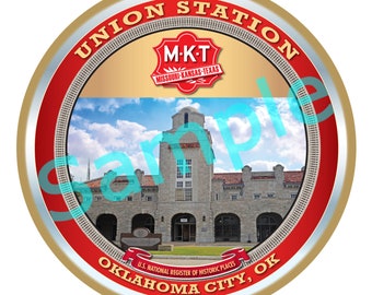M.K.T. Railroad Logo / Union Station, Oklahoma City, OK Wood Plaque / Sign