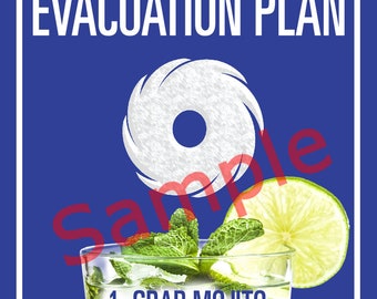 Hurricane Evacuation Plan - Mojito Sign Post Wood Plaque / Sign