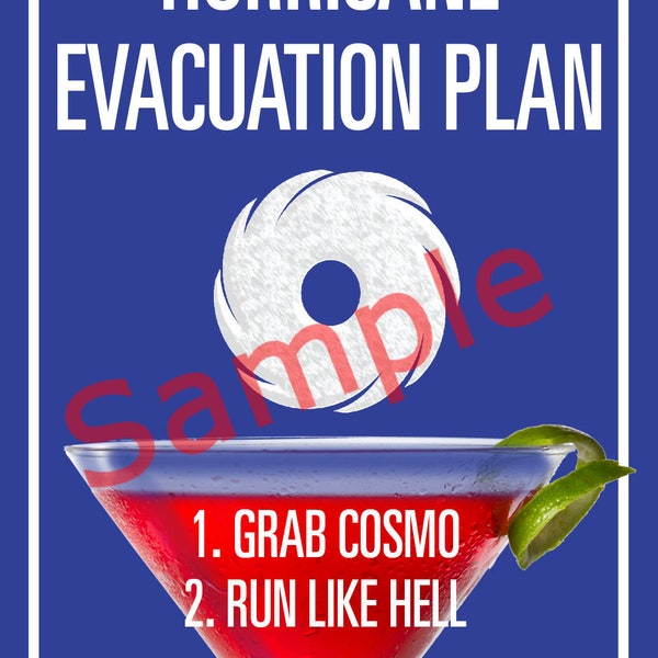 Hurricane Evacuation Plan - Cosmopolitan Sign Post Wood Plaque / Sign