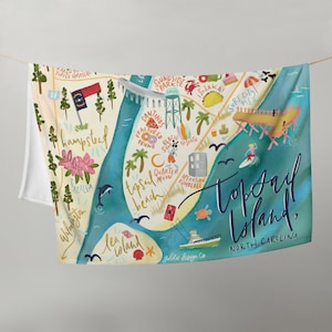 Topsail Island Decke - Illustrierte Karte