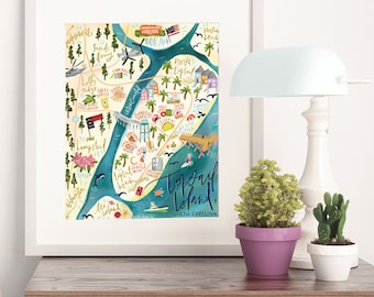 Topsail Island Illustrated Map Print