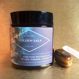 Golden Sala All Natural Face Mask | Turmeric + Bentonite Clay|  Brightening & Detoxing Facial Mask| Vegan Organic Skin Care