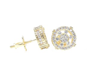 White Gold Finish Iced Out Hip Hop Pave Lab Diamonds Custom 6 Point Star Designer Screw Back Earrings New