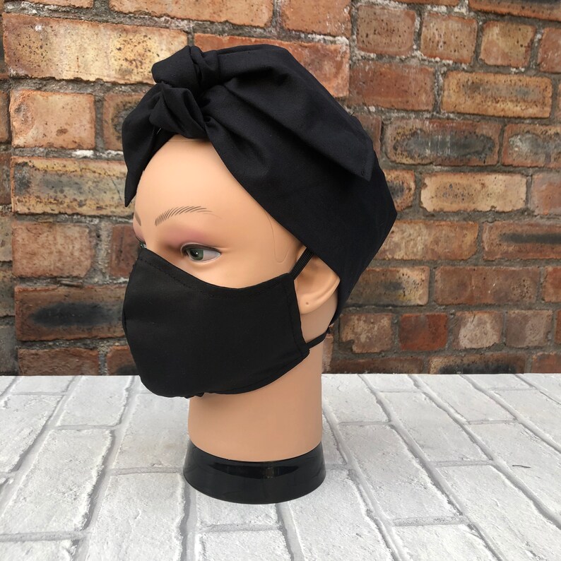 Black Face Mask Fabric Face Mask Face Covering Washable Etsy
