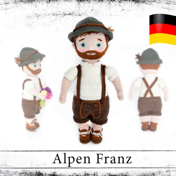 Häkelanleitung Häkelpuppe „Franz“ Puppe Bayer in Lederhose eBook (deutsch) Amigurumi Anleitung Häkeln