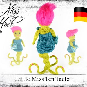 Häkelanleitung Häkelpuppe Ten Tacle kleines Monster Tintenfisch Oktopus Puppe Häkeln Anleitung Amigurumi Halloween PDF deutsch image 3