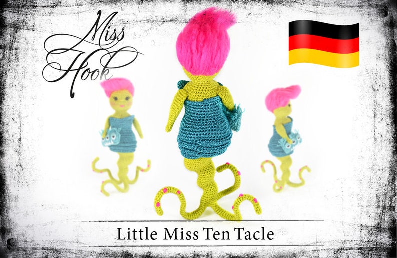 Häkelanleitung Häkelpuppe Ten Tacle kleines Monster Tintenfisch Oktopus Puppe Häkeln Anleitung Amigurumi Halloween PDF deutsch image 3