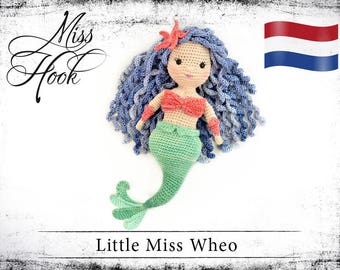 Haakpatroon voor de pop „Little Miss Wheo“ zeemeermin eBook PDF (dutch)