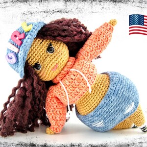 Crochet doll pattern cool hip hop dancer breakdance amigurumi eBook english language Curvy Girls PDF instructions image 1